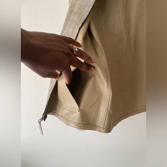 Chico’s 100% Metallic LeatherJacket Full Zip Disco Party Size 1 - Picture 5 of 10